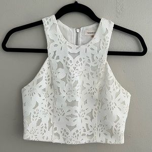Sugar + Lips Cropped Lace White Racerback Tank